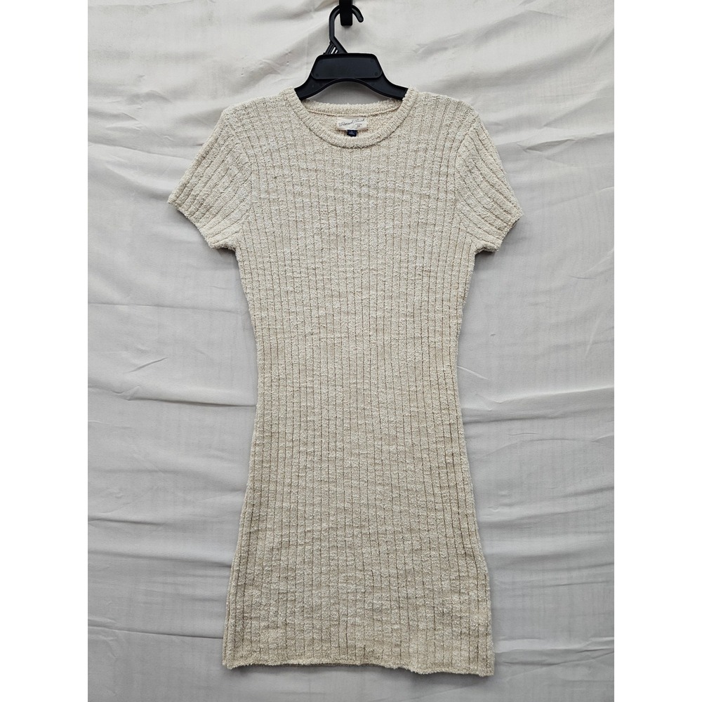 Universal Thread Womens Ribbed Mini Dress Cream Cotton Blend Casual Size Medium